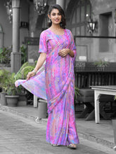 Printed Georgette Readymade Saree With Stitched Blouse